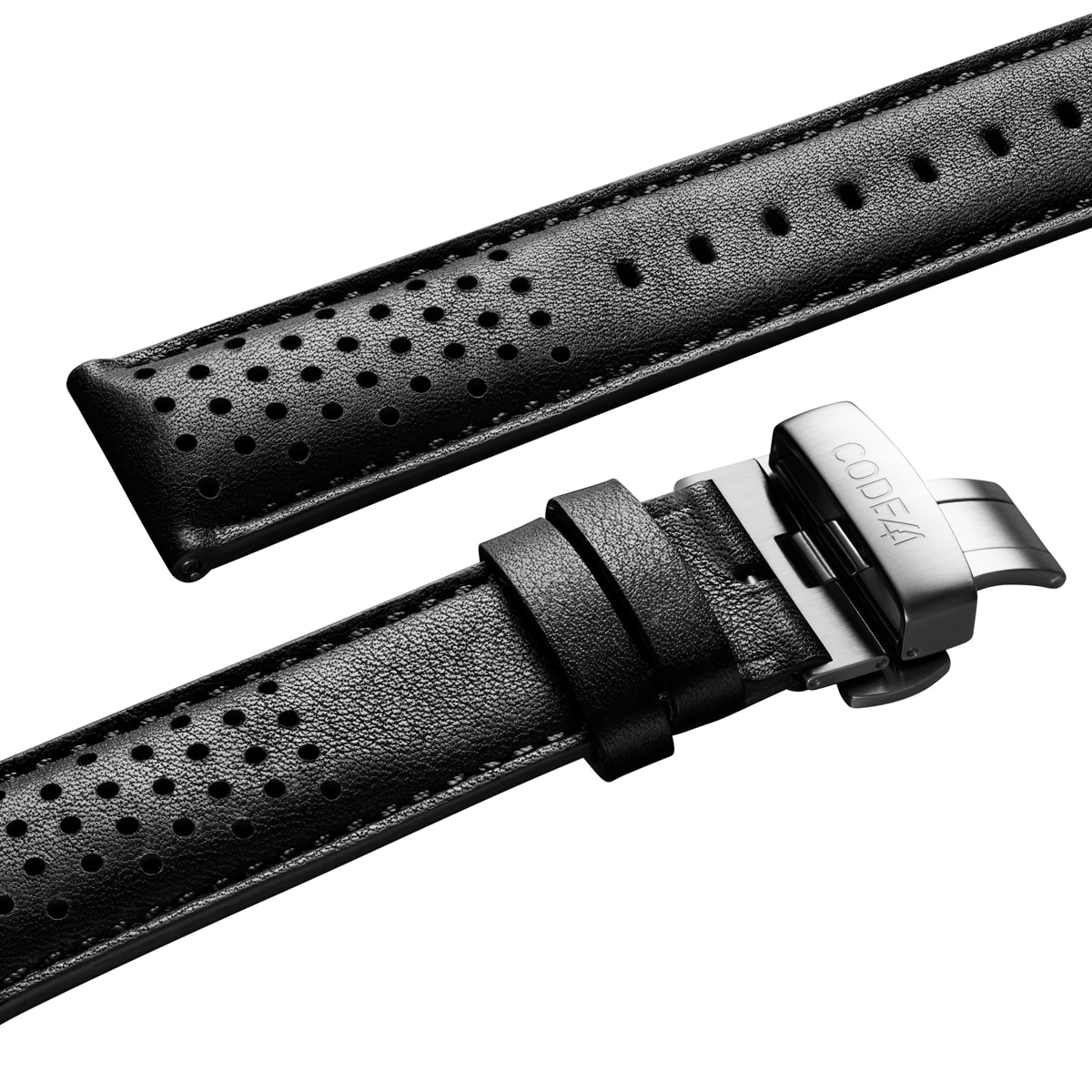 Perforated black calf leather CODE41 watches